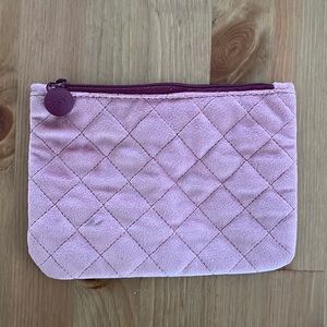IPSY purple lavender suede beauty makeup bag